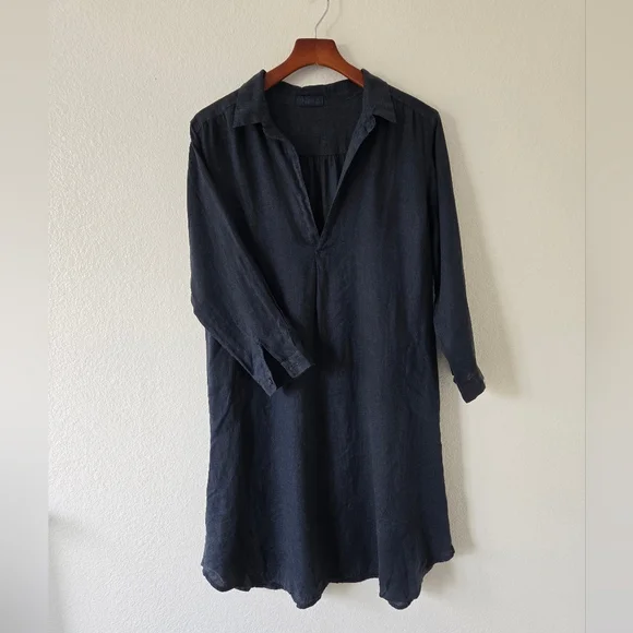 CP Shades Lara Black Midi Shirt Dress Lagenlook Boho Relaxed Size Medium - Picture 8 of 15